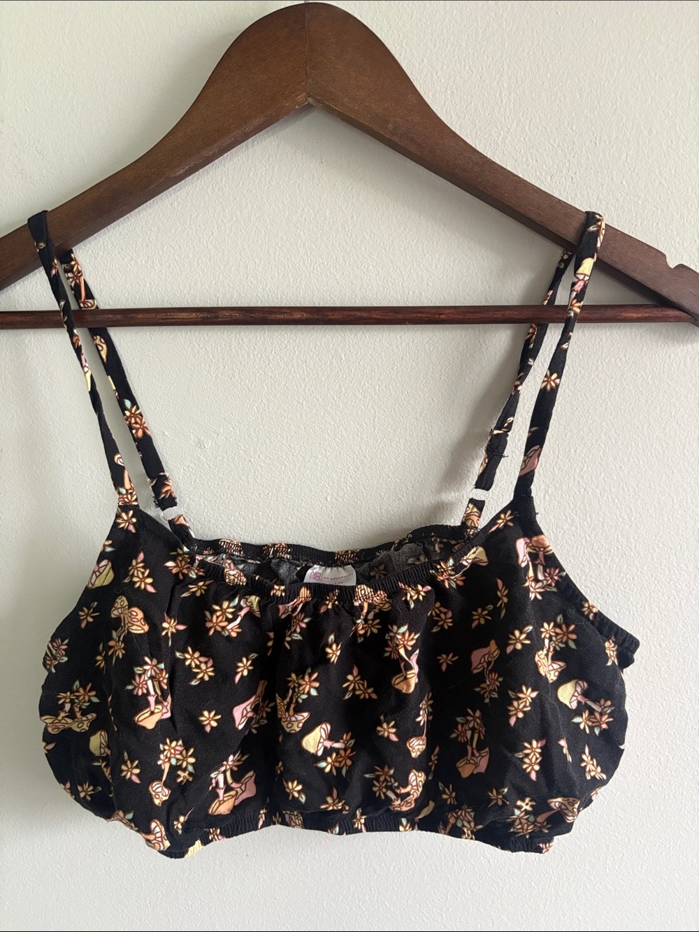 No Boundaries Mushroom Print Ruffle Crop Cami Jr L (11–13) Cottagecore